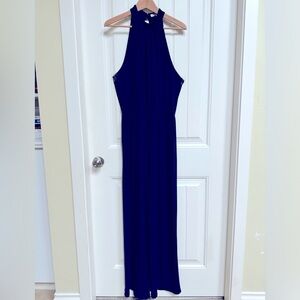 BCBGeneration Navy Blue Sleeveless Romper with High Neck & Elasticated Waist. M